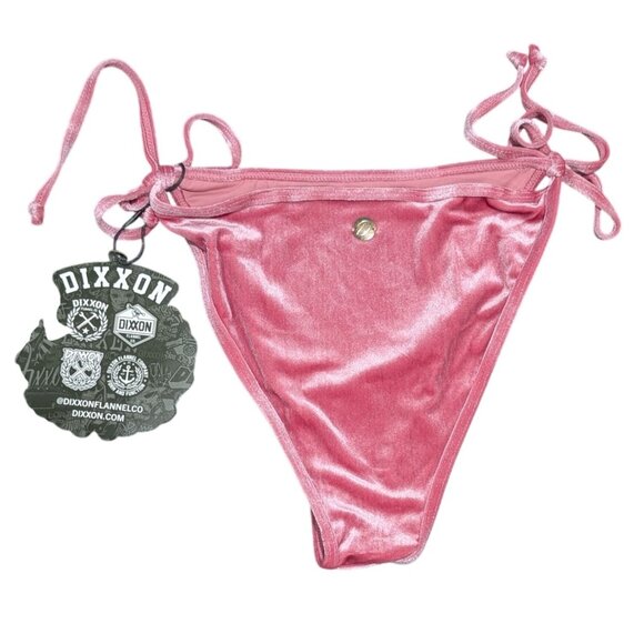 Dixxon Premium Swimwear Velvetini String Bikini Bottom Pink Womens XL Mid Rise - Picture 2 of 6